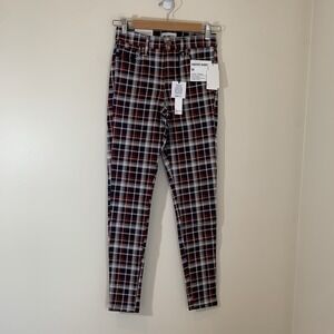 William Rast‎ Womens Plaid Skinny Jeans 24 Red Blue Skater Streetwear Goth Punk